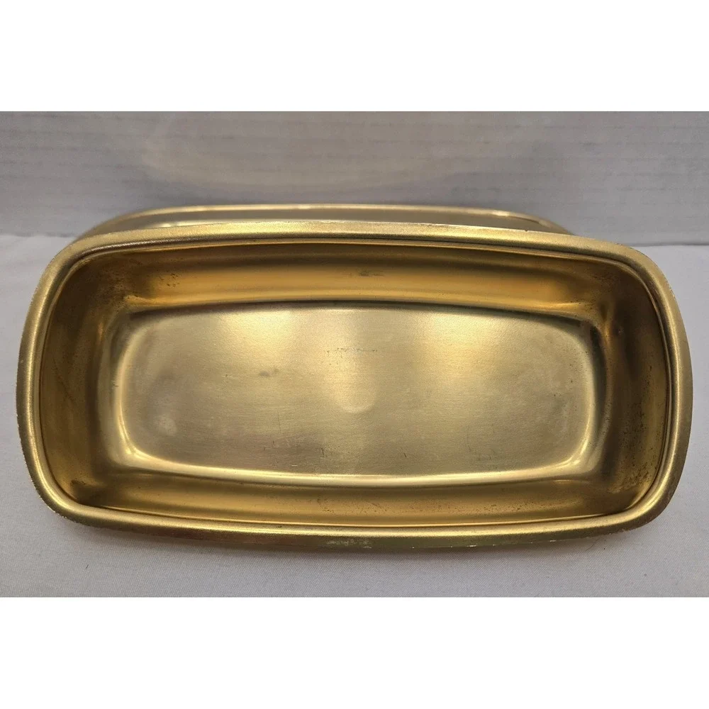 Vintage Oneida Tudor Plate Gold Plated Covered Butter Dish with Lid